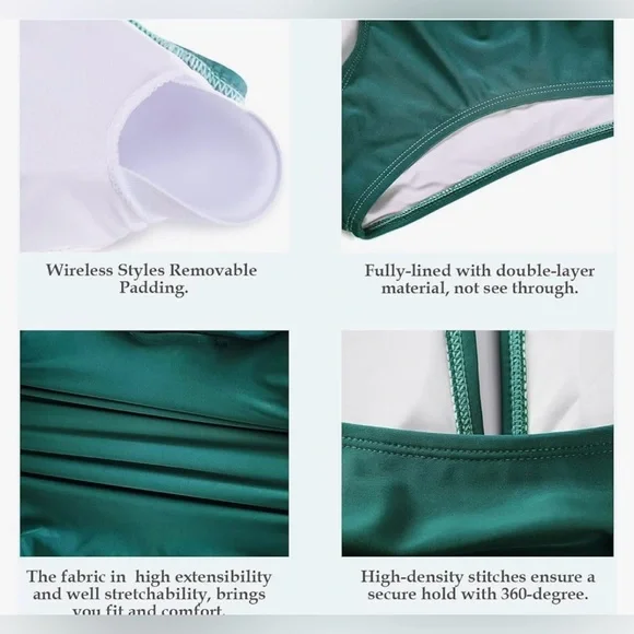 Smismivo Tummy Control Swimwear Halter 1-Piece Slimming Swimsuit,Yellow, size L - Picture 4 of 8